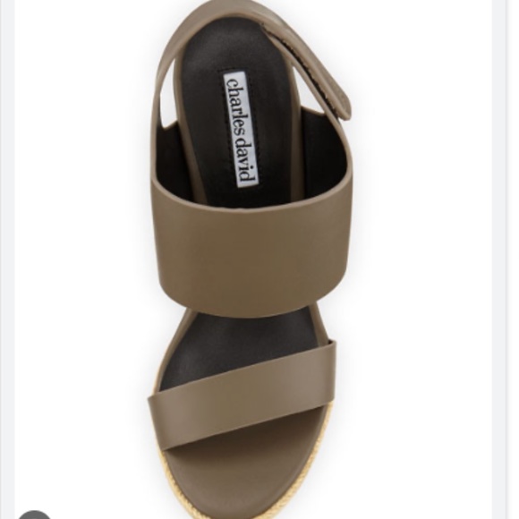 Charles David Oriel Jute Trimmed Leather Cork Wedge Sandals - 8 - Picture 5 of 13